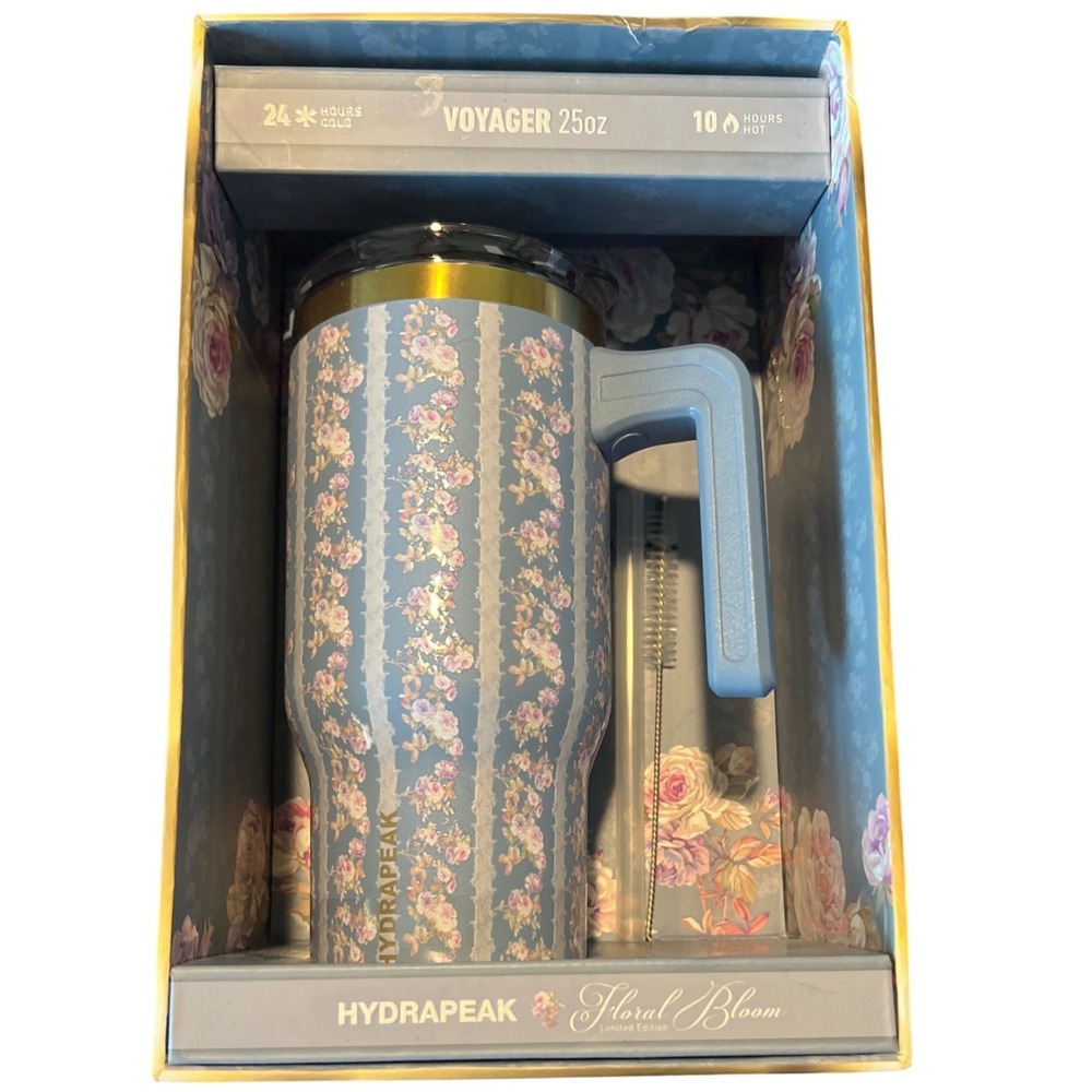 Hydrapeak Voyager‎ 25oz Floral Bloom Limited Edition Insulated Tumbler Blue New